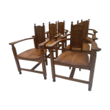 Set of 6 walnut armchairs from the early 20th century