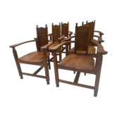 Set of 6 walnut armchairs from the early 20th century