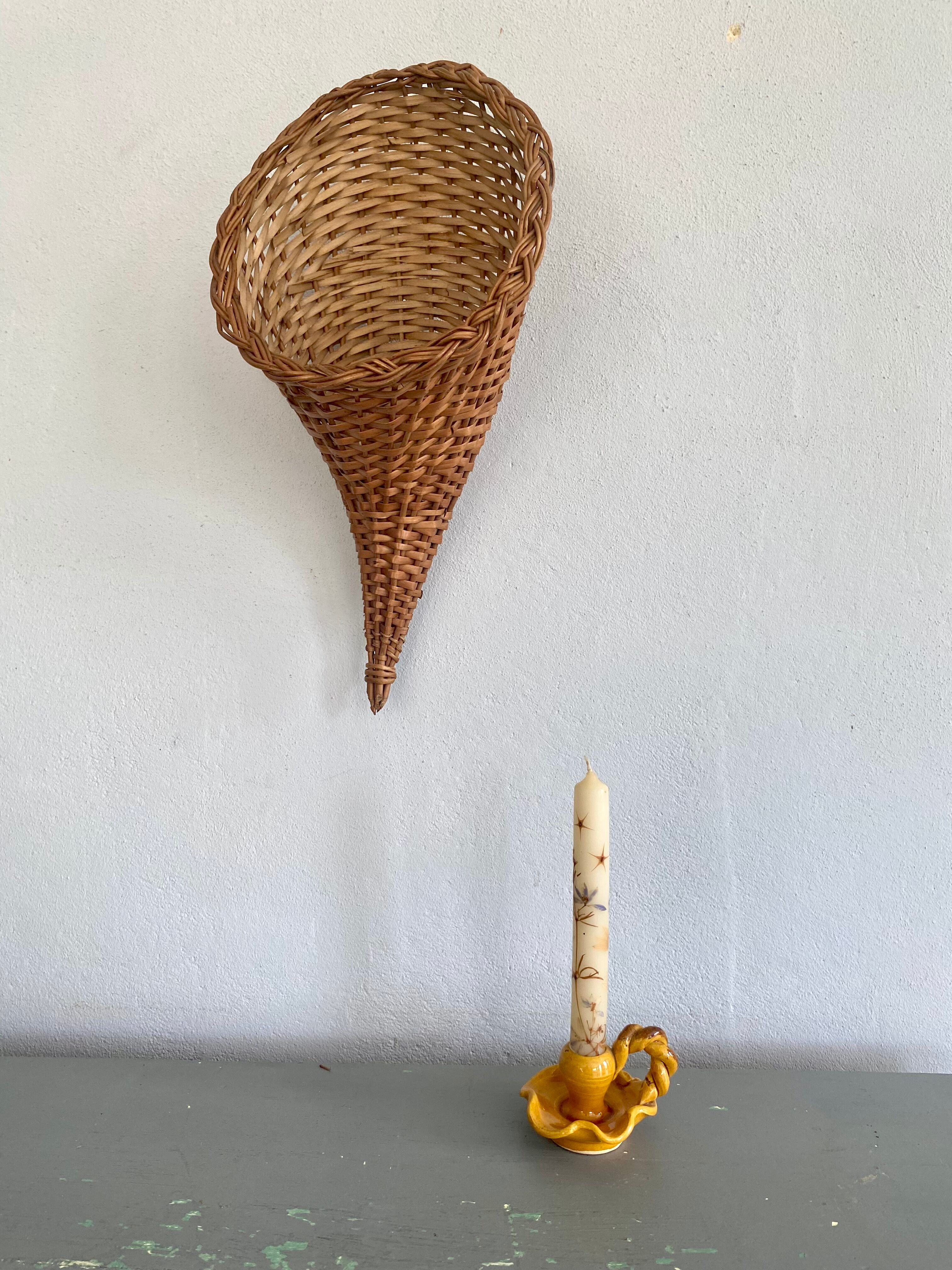 Provencal candle holder in glazed ceramic