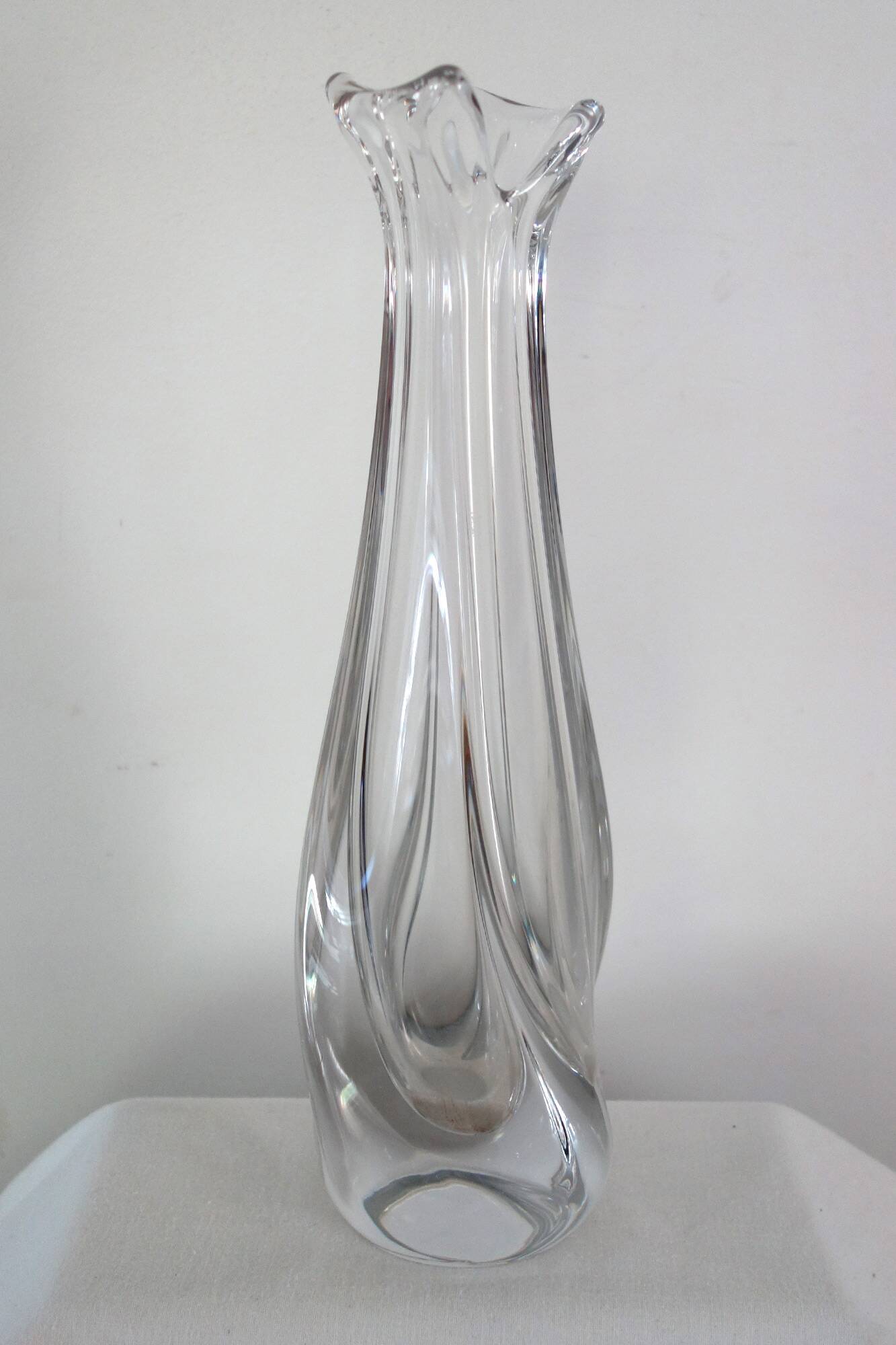 Large Daum crystal soliflore vase H32cm