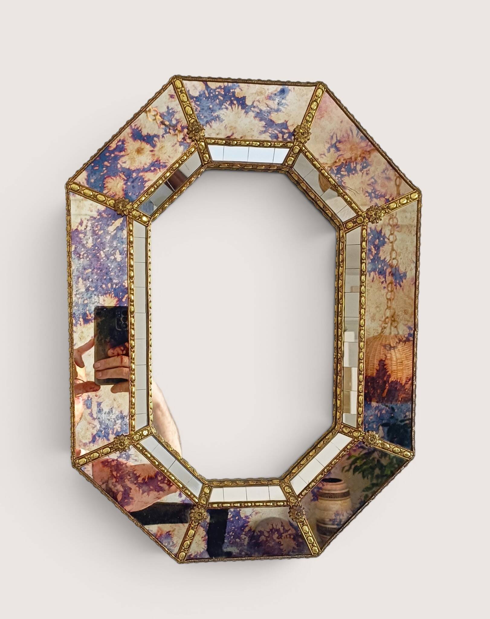 Venetian Modern Octagonal Wall Mirror, Handcrafted in Spain, Dated 1989