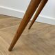 Vintage Footstool: Mid Century Modern Grey Fabric and Wood Legs
