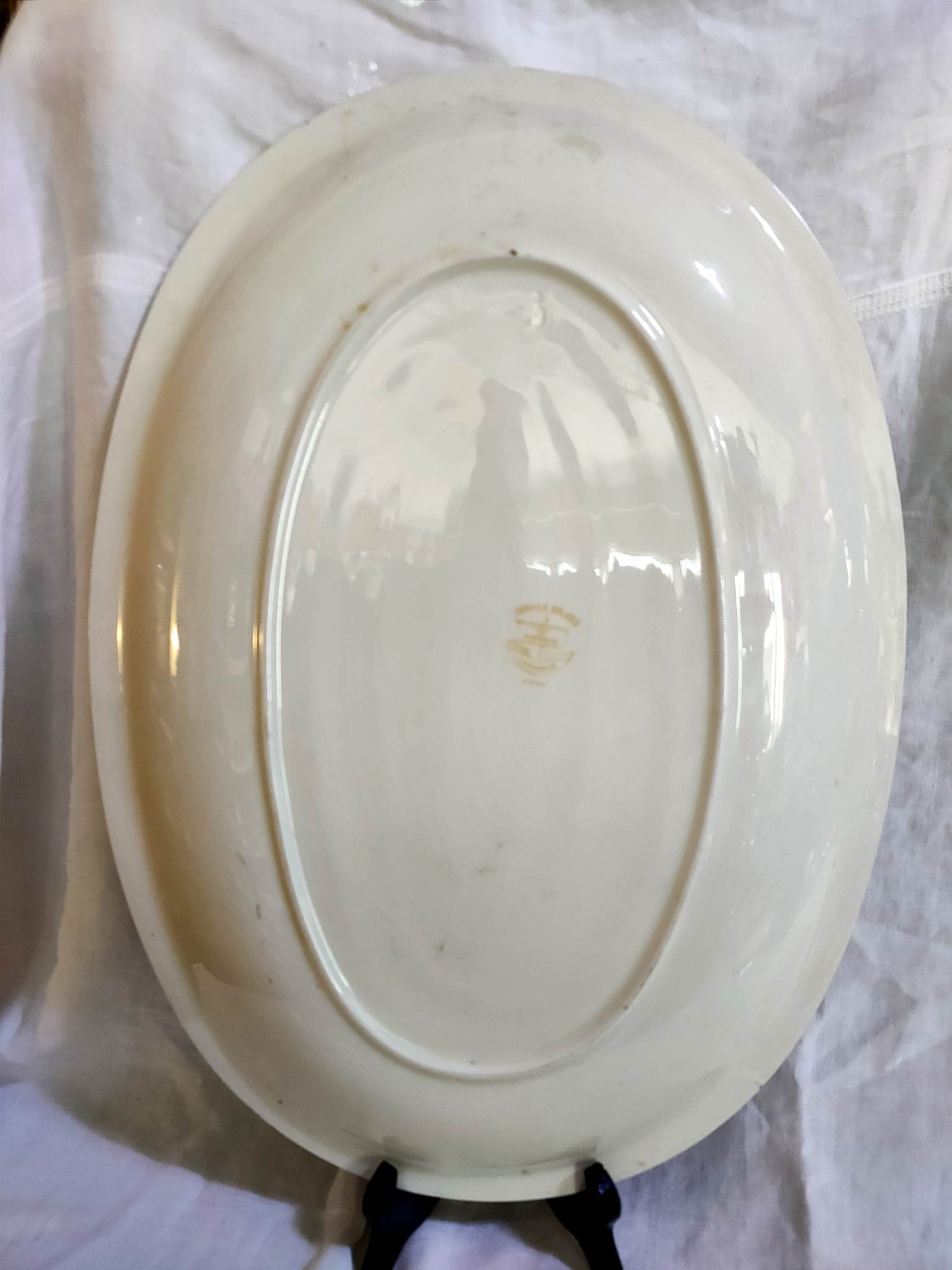 Oval earthenware plate Creil and Montereau Bruges 43x31cm