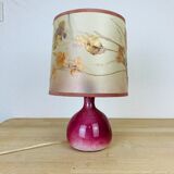 Pink ceramic fig lamp, dried flowers lampshade