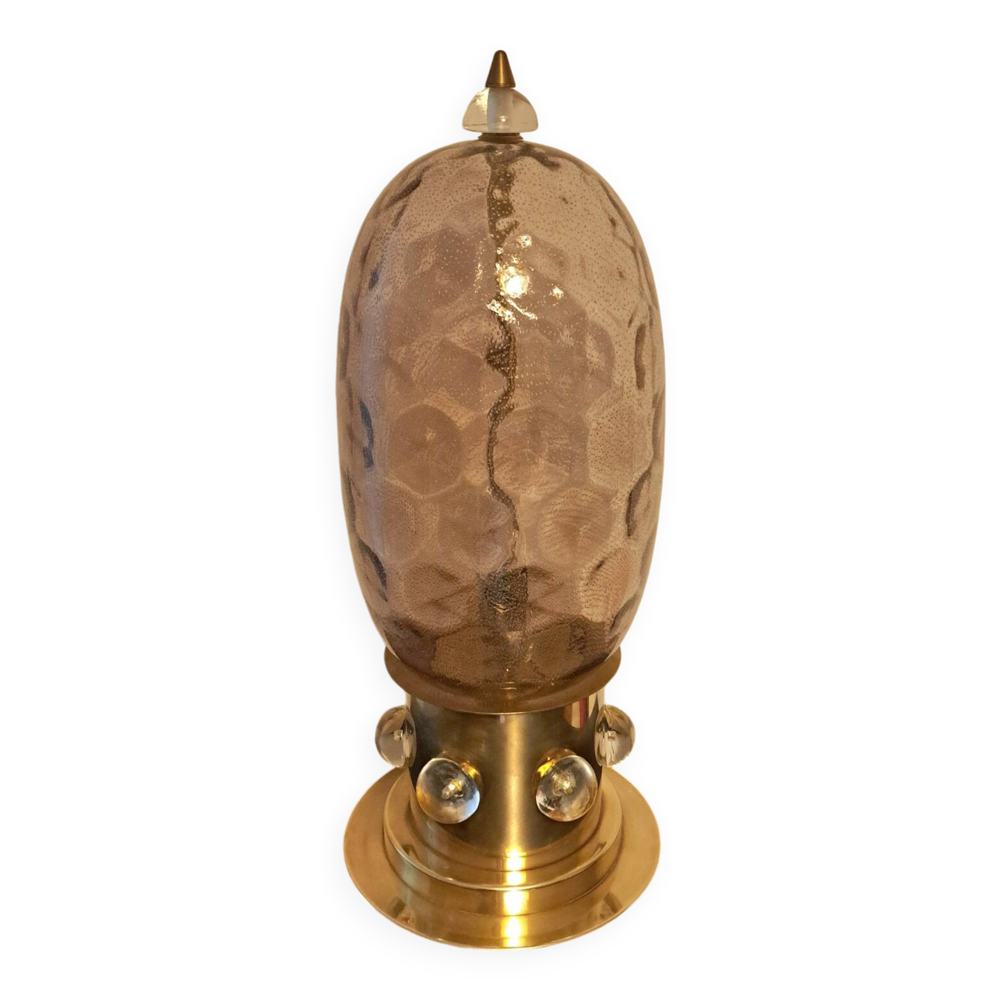 Murano lamp in glass and gilded brass