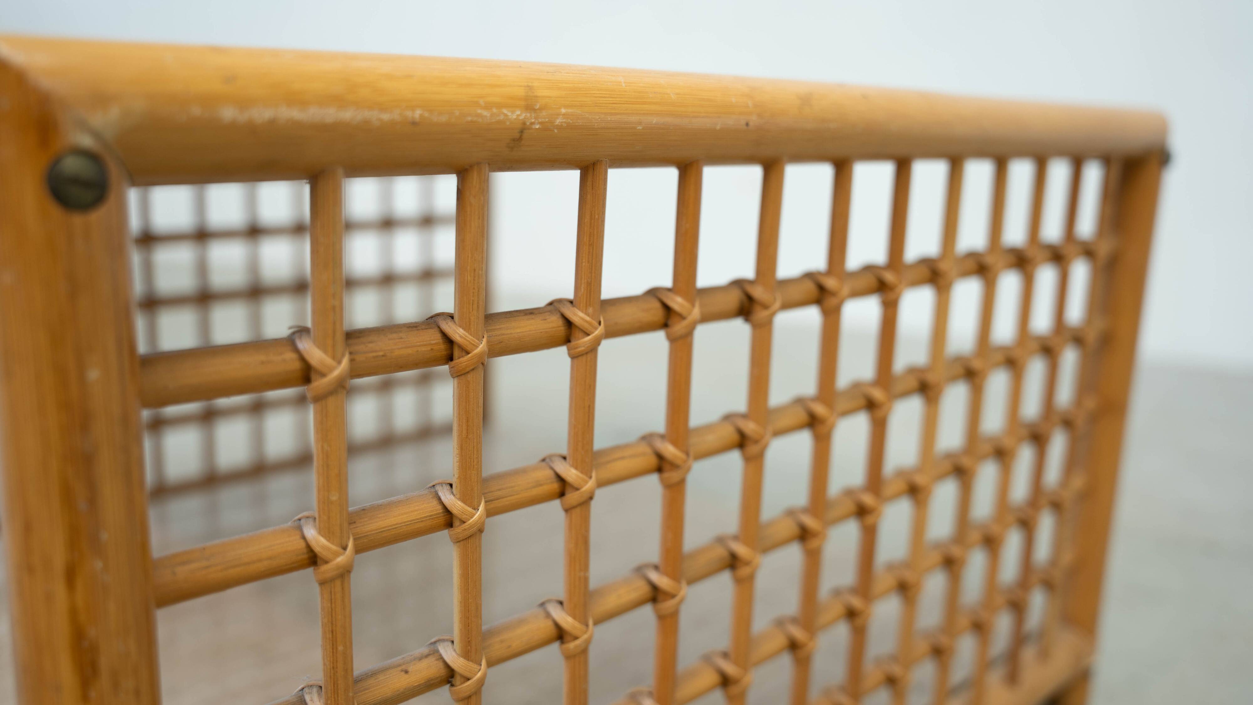 Travertine and rattan coffee table