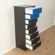 Commode postmoderne des années 1980, noire et bleue, vintage