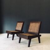 Low Modernist Folding Chairs by Pierre Jeanneret for Chandigarh, India, 1960s, Set of 2