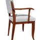 Fauteuil bridge en hêtre teinté teck et tissu bouclette