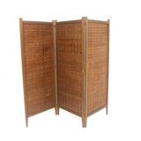 Screen in pine, oak and leather, "Spåna", Alberts Möbelfabriker, Sweden, 1970