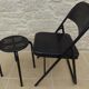 Black metal chair and stool set