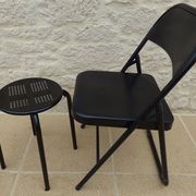 Black metal chair and stool set
