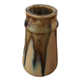 Small ceramic vase with gradients of chestnuts and ochres. Signed.