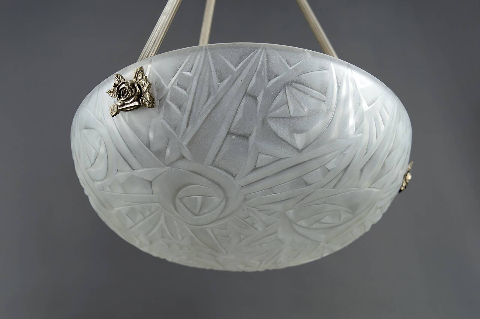 Chandelier / Basin by Noverdy, Silvered Bronze Mount, Art Deco, c. 1930