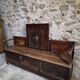 Old French popular art bench from Auvergne, circa 1800–1850