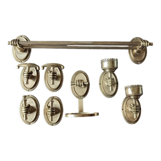 Vintage metal and bronze bathroom support set