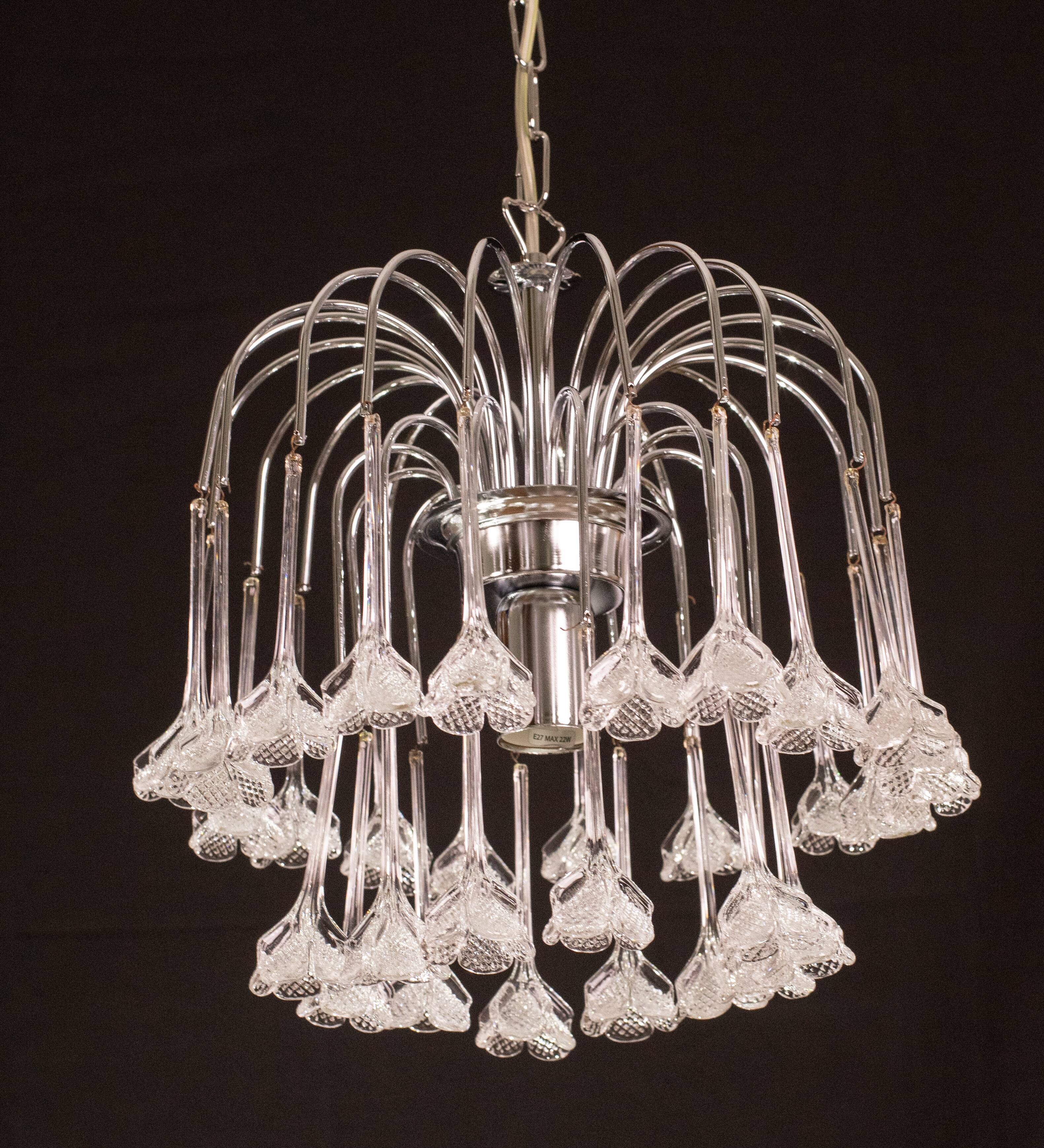 Set of 2 Julia Roberts, Vintage White Murano Chandelier, 1980s