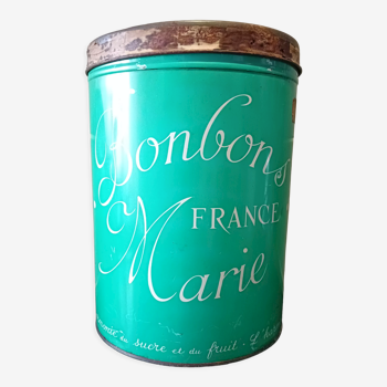 Lithographed sheet metal advertising box " Bonbons Marie France - Pierrot Gourmand "