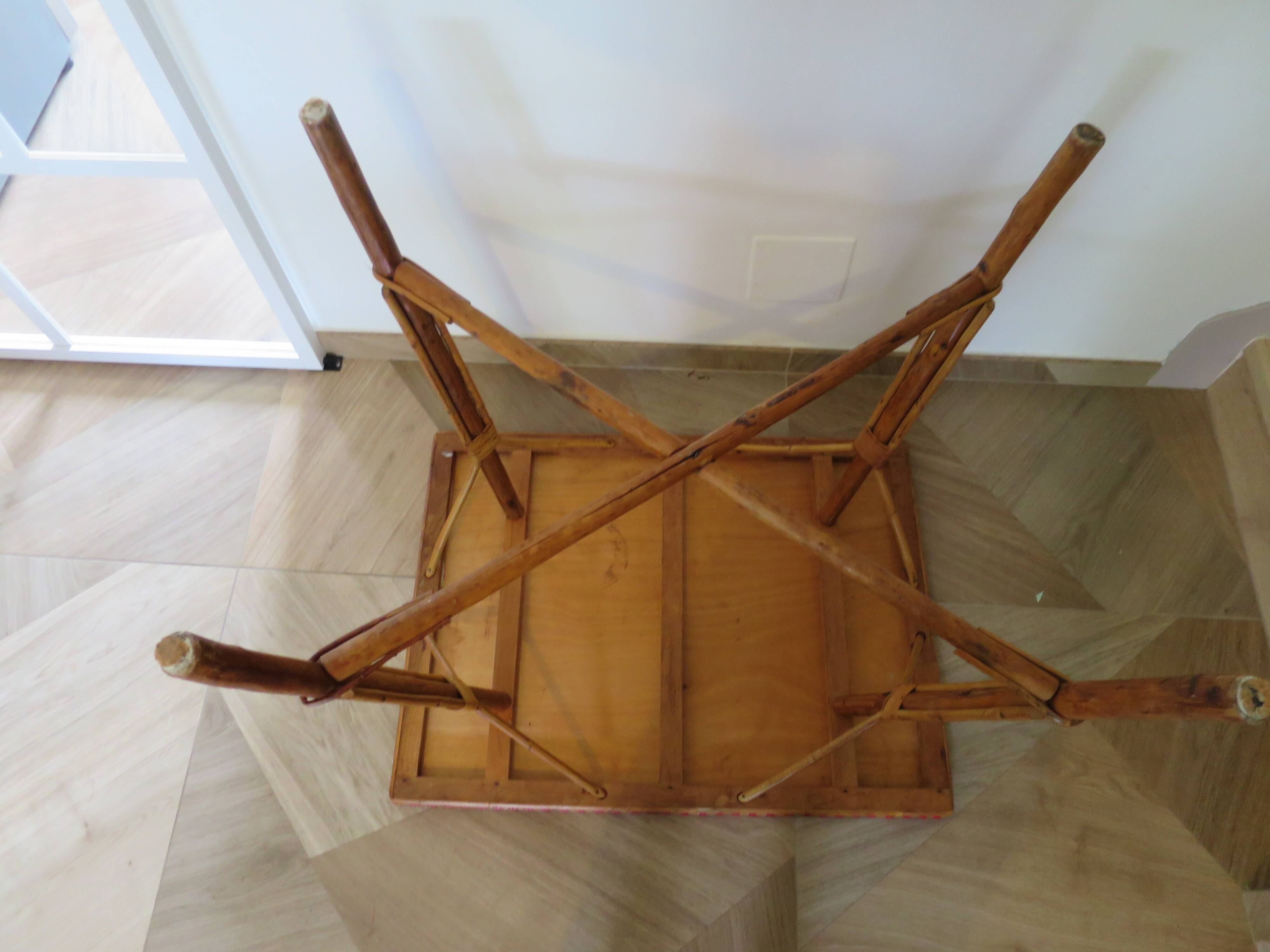 Wooden, bamboo and rattan game table, 1960s
