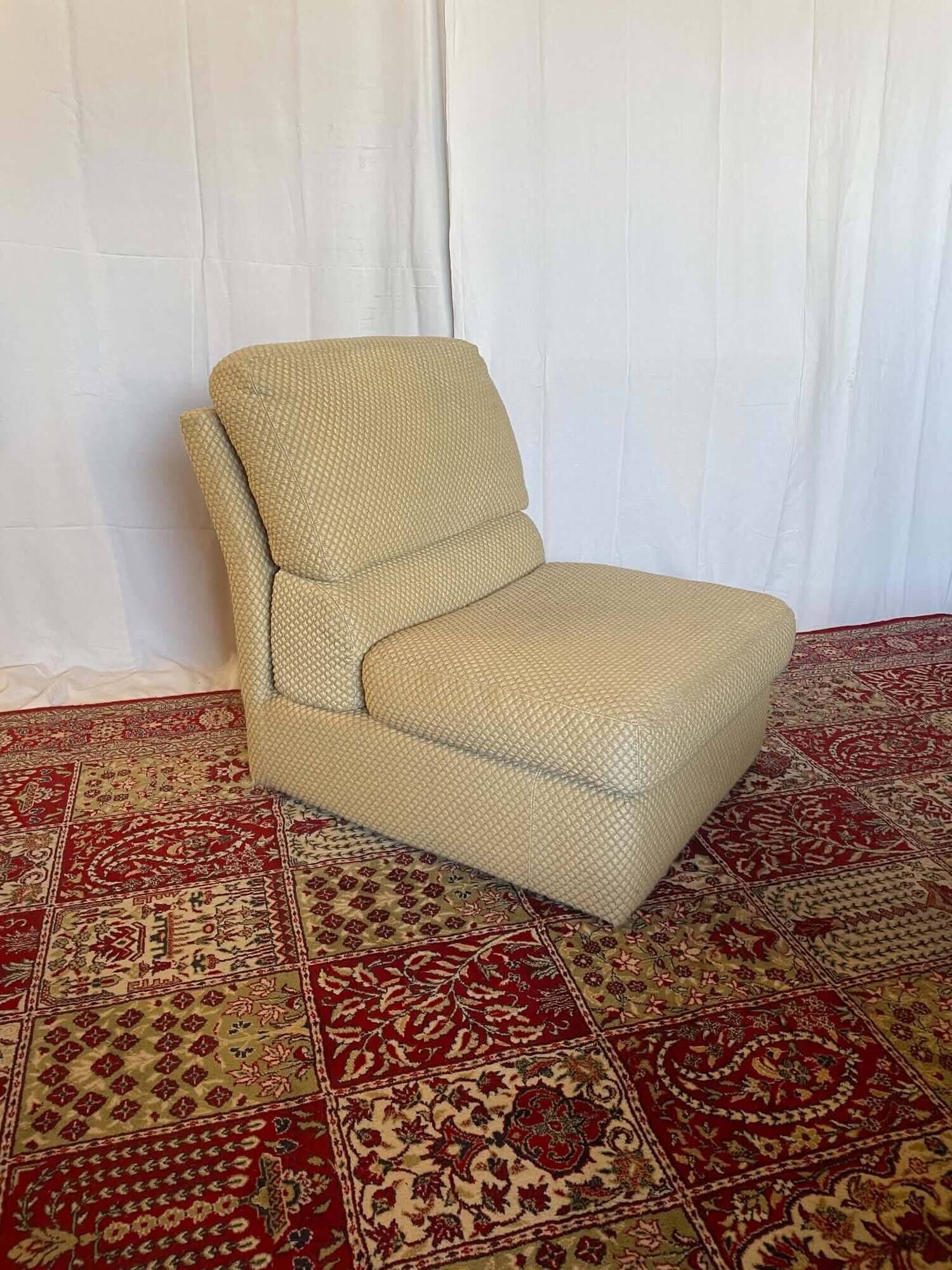 Vintage Swann armchair in textured beige fabric – 1970s
