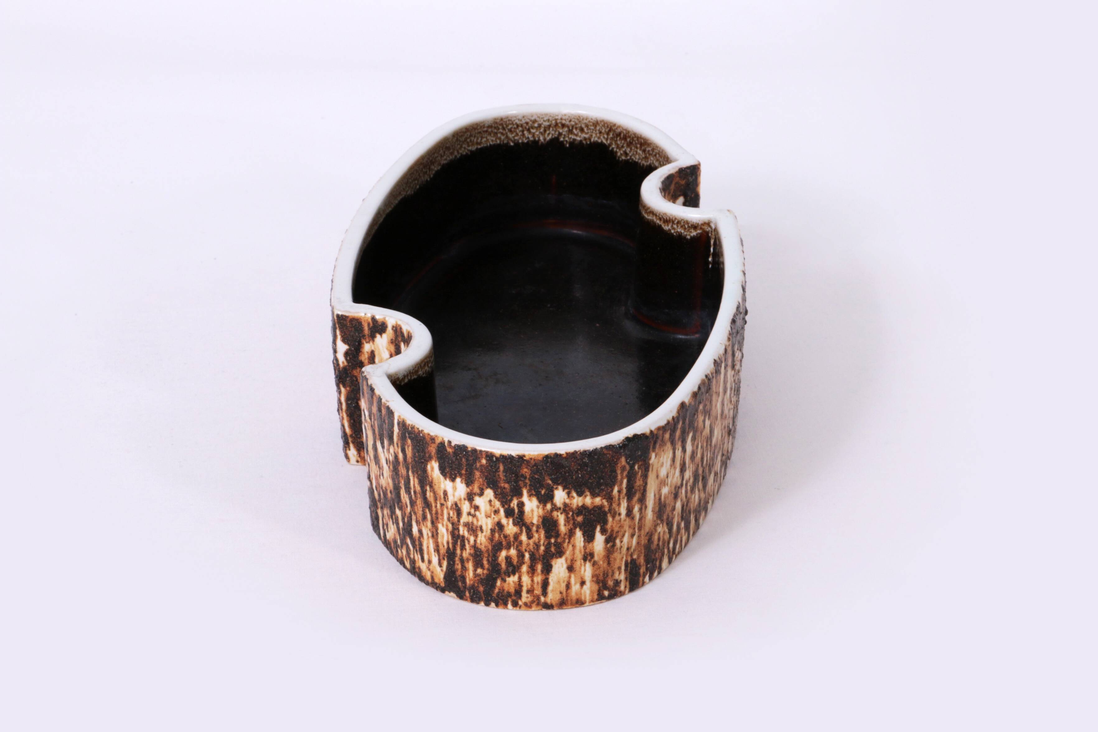 Vintage Yamasan Ikebana Bowl - Authentic 1960s Japanese Ceramic