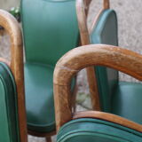 Series 6 chairs imitation green leather 1950