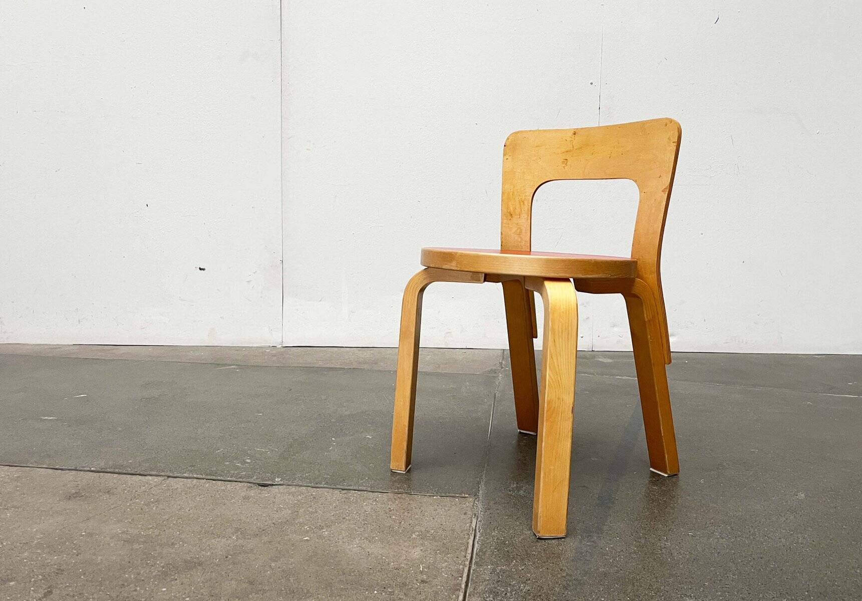 Vintage Red Children's Chair in Linoleum N65 by Alvar Aalto for Artek, Finland, 1970s