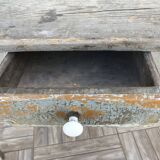 Side table in painted wood aged and patinated by time
