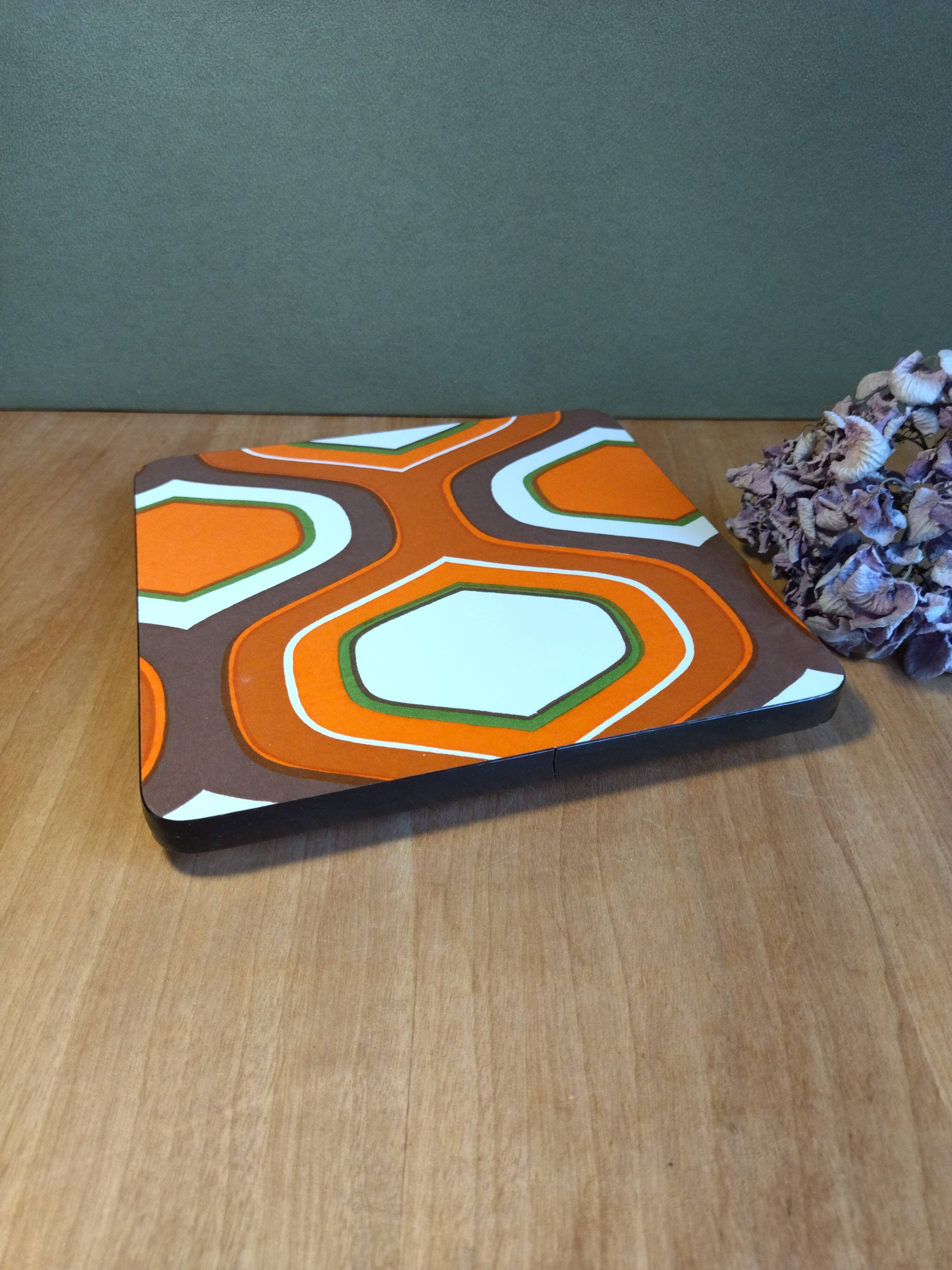 Vintage formica orange and white underside