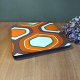 Dessous de plat orange marron et blanc formica vintage