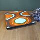 Dessous de plat orange marron et blanc formica vintage