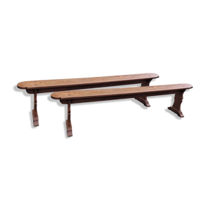 Paire de bancs en merisier
