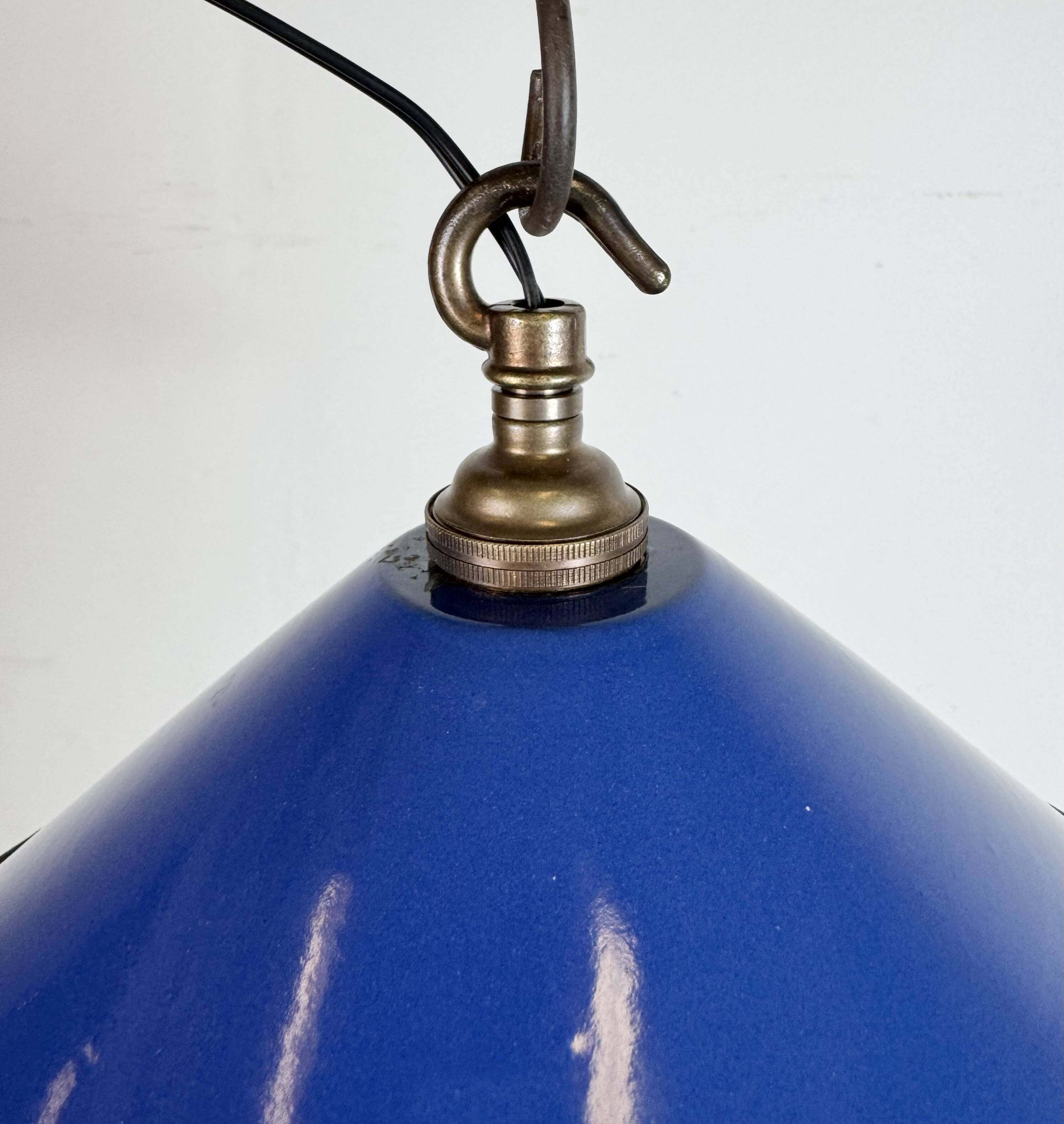 Industrial Blue Enamel Factory Pendant Lamp, 1950s