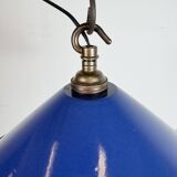 Industrial Blue Enamel Factory Pendant Lamp, 1950s