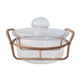 Vintage Bodum glass and rattan vegetable