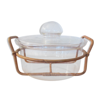 Vintage Bodum glass and rattan vegetable