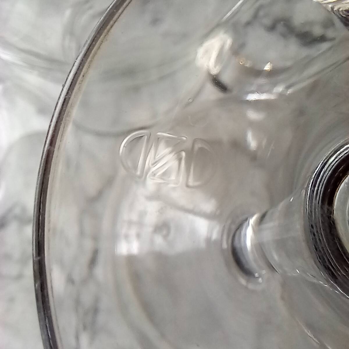 6 water glasses and engraved crystal pitcher from the 70s