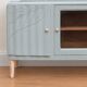 Art Deco sideboard renovated in blue-grey – Bevelled glass and wooden legs – 132.5 cm