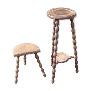 Set d'un tabouret et d'une sellette