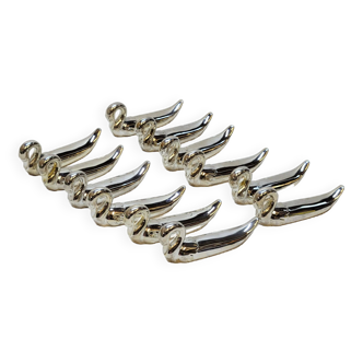 12 Porte Couteaux Repose Couverts En Métal Argenté En Forme De Cygne Vintage
