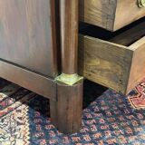 19th century Empire chest of drawers in cherry wood and black marble