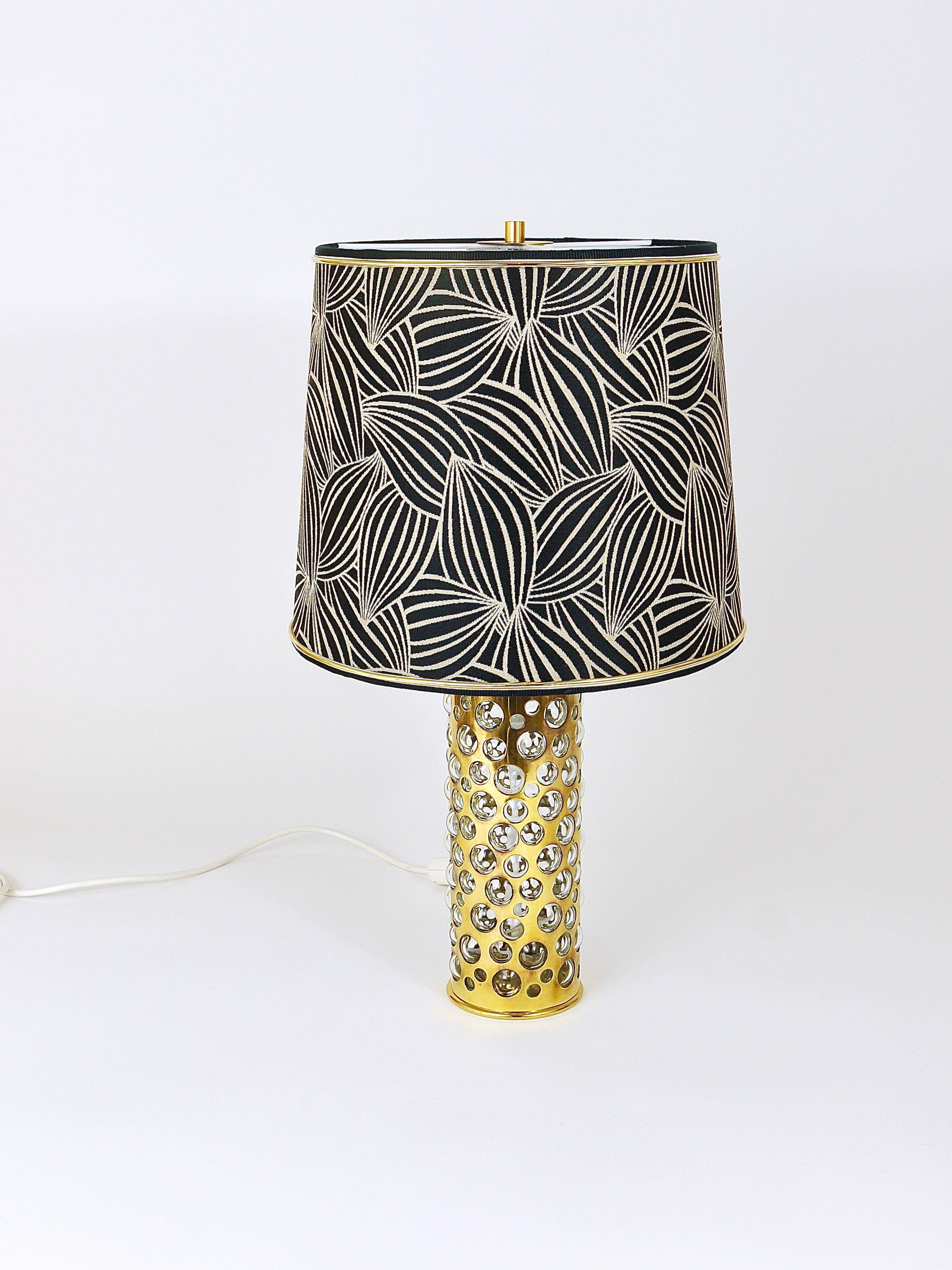 Rupert table lamp by Nikoll mid-century in brass tube and bubble glass, Austria, 1950s.