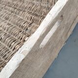 Set of 2 old large baskets with logs wood and wicker