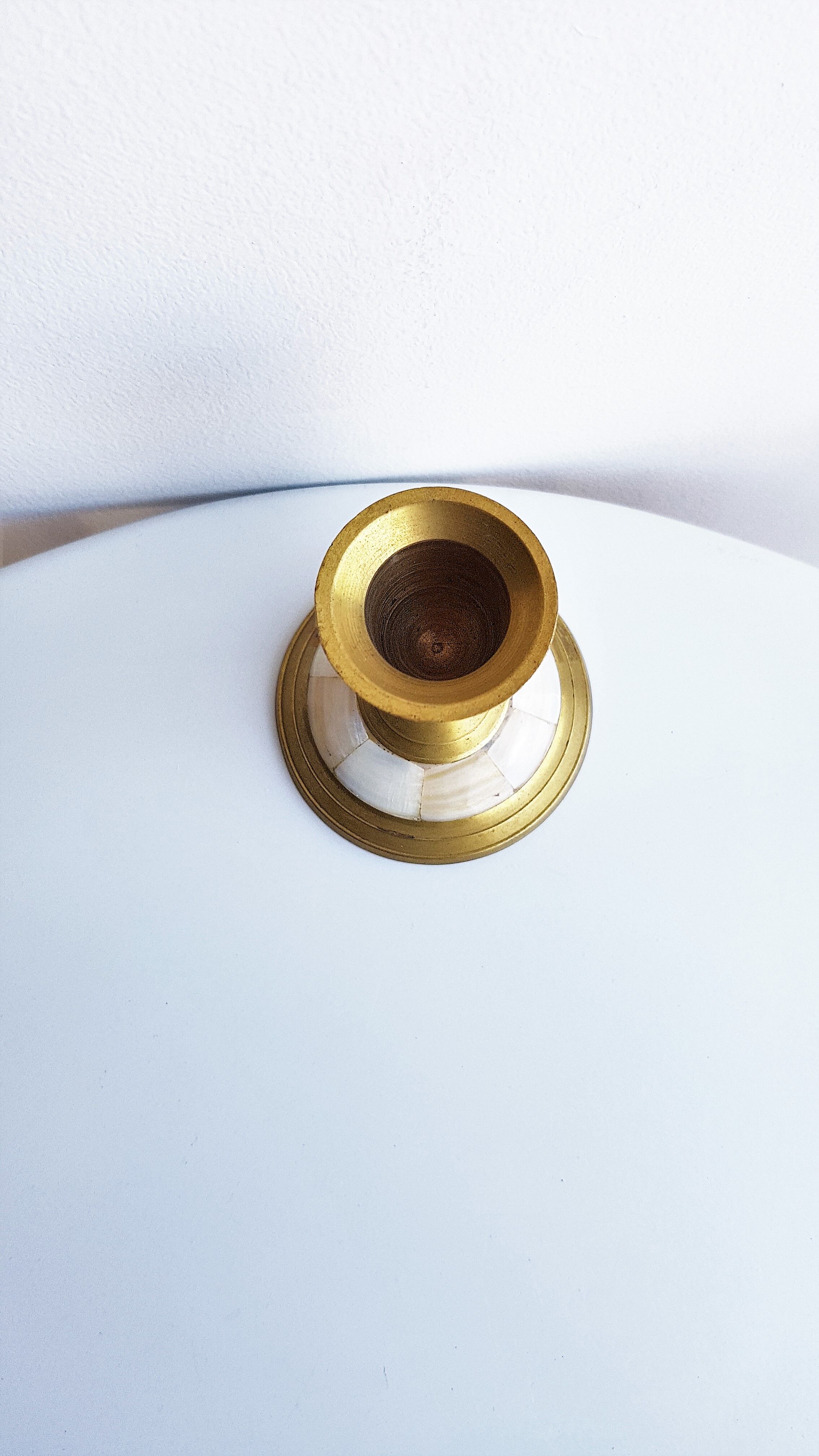 Brass and mother-of-pearl bougeoir