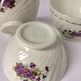 Series of 4 purple pattern Sarreguemines bowls