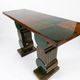 Two ragmen & an Art Deco console table in marquetry and beech.