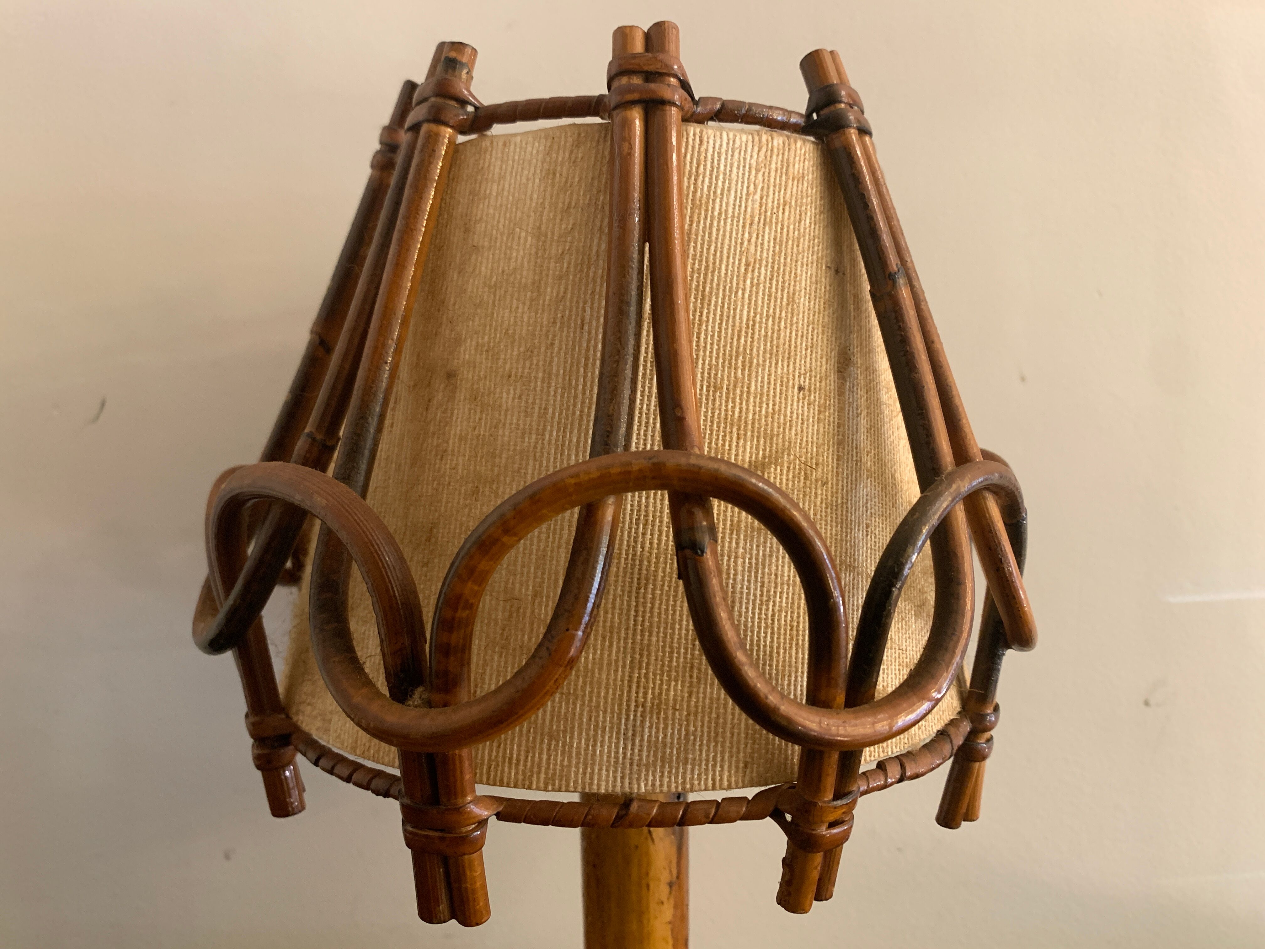 Lampe en rotin Louis Sognot 1950