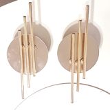 Modernist 1980s glamour mirror glass and gold wall lamps lights sconces Hollywood Regency mid centur