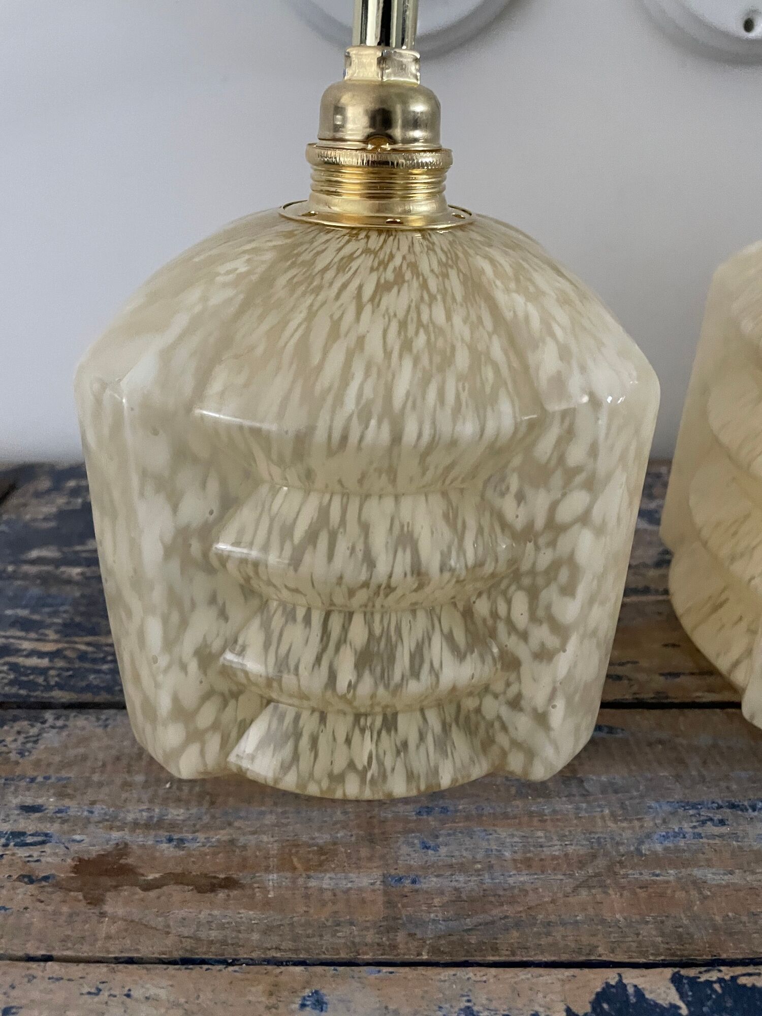 Pair of glass wall sconces by Clichy tulips Art Deco