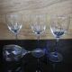 4 Luminarc red wine glasses with blue stem Azur France